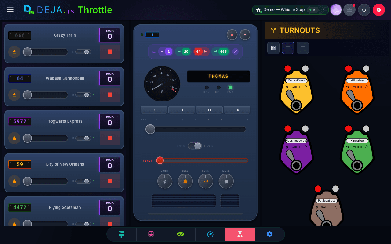 DEJA Throttle — Dashboard throttle in Conductor view