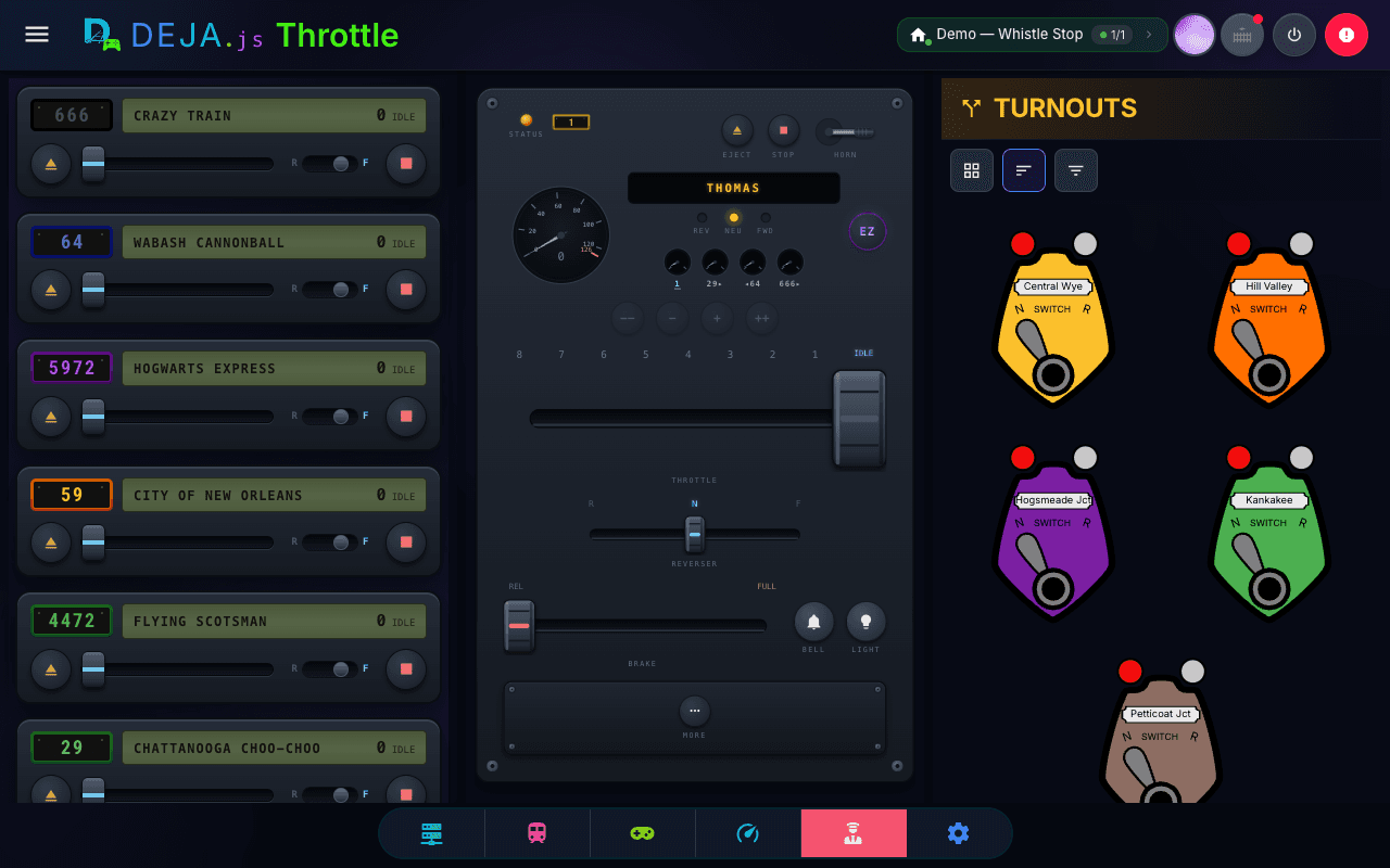 DEJA Throttle — Proto throttle in Conductor view