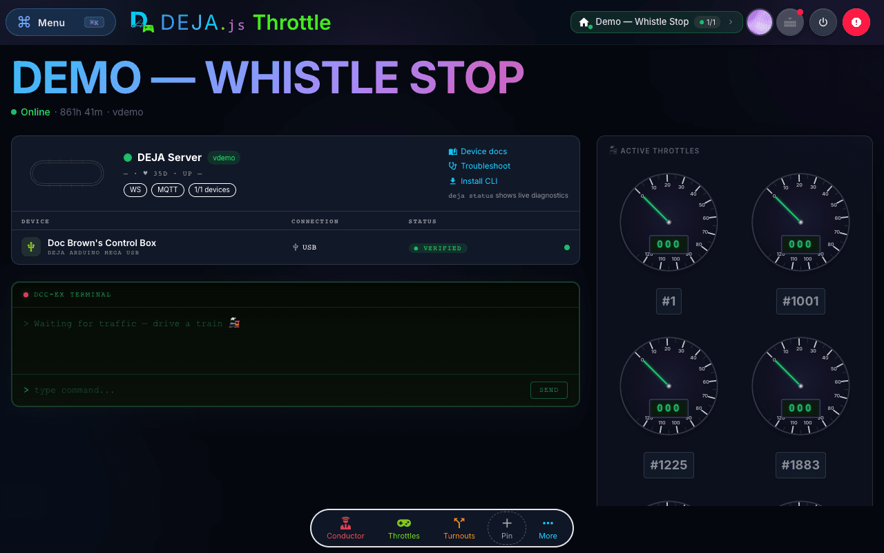 DEJA Throttle — home dashboard