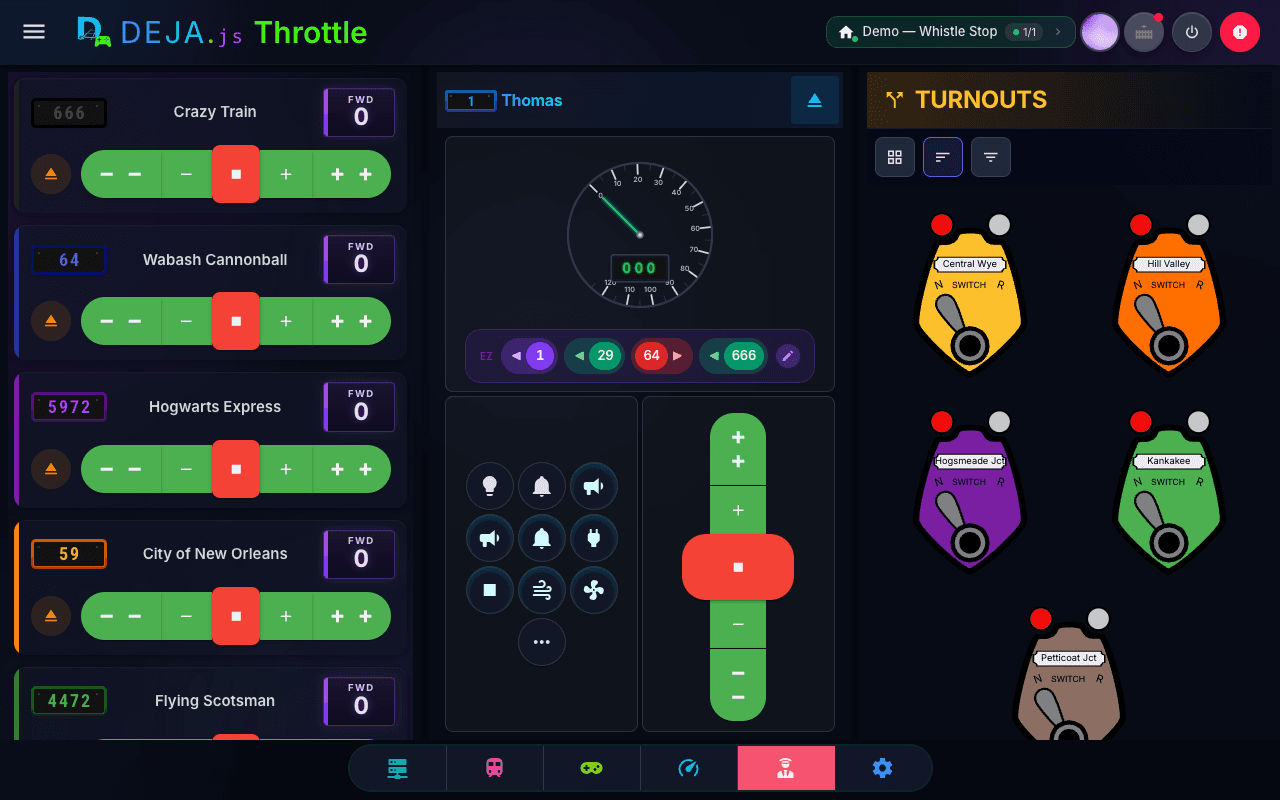 DEJA Throttle — Buttons throttle in Conductor view