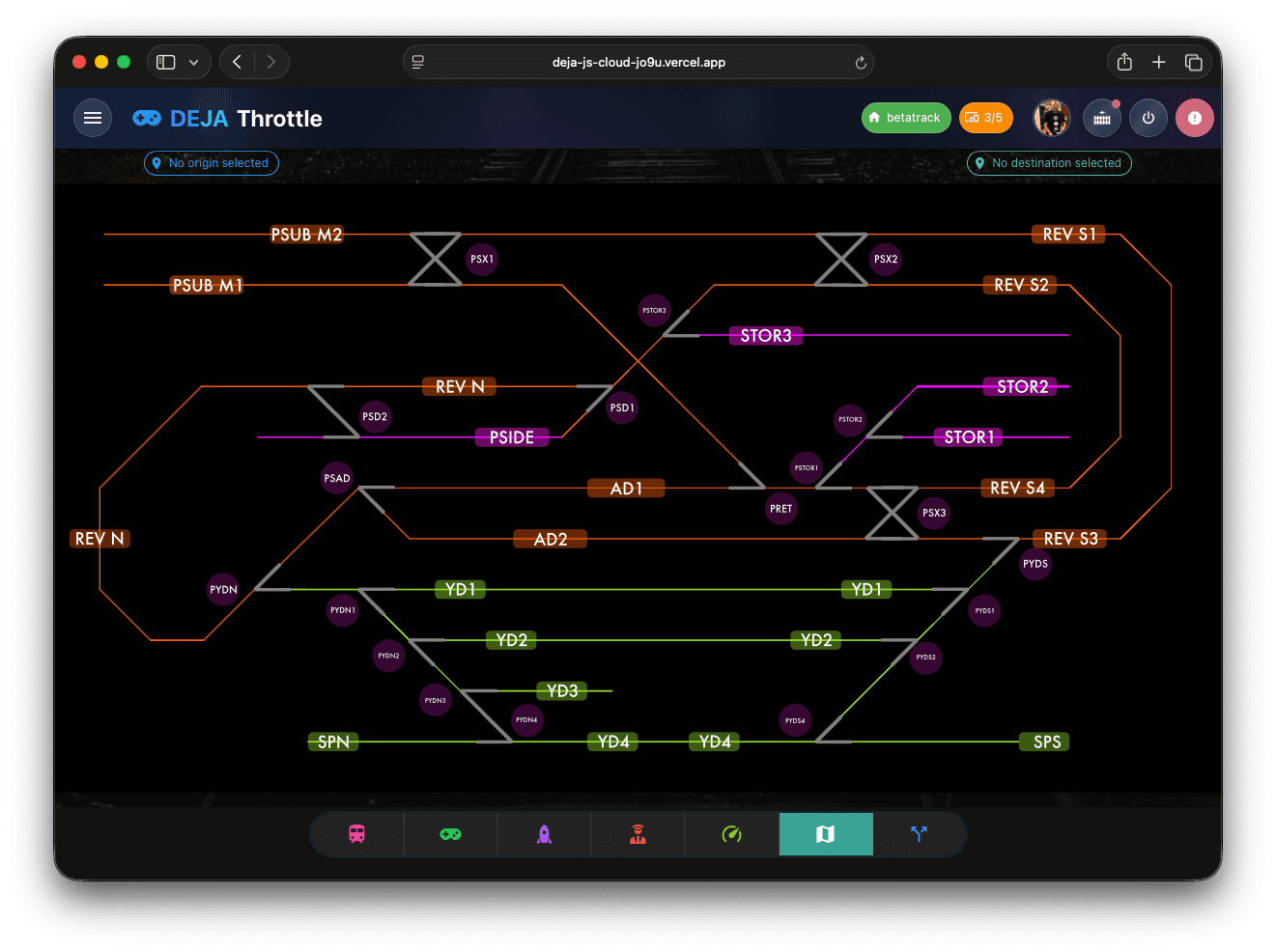 DEJA.js Throttle Desktop Routes