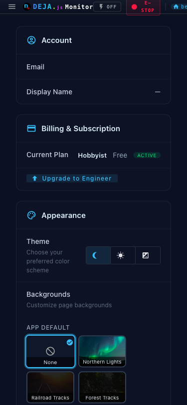 Monitor Settings — Mobile